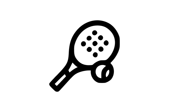 Black Outline Padel Racket and Ball Design Asset