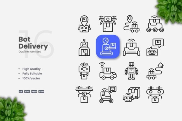 Bot Delivery Icons for Modern Design Projects