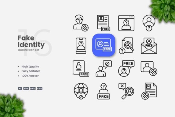 Fake Identity Outline Icons: A Versatile Design Solution for Modern Projects