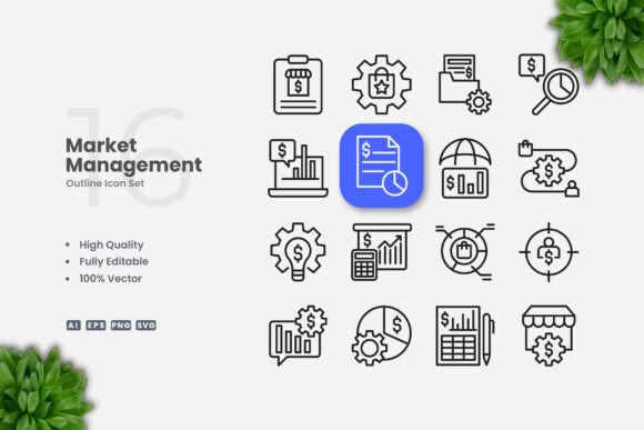 Market Management Outline Icons