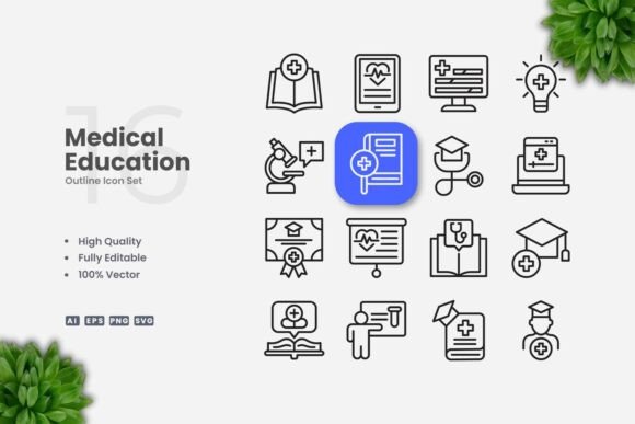 Medical Education Outline Icons: Streamlining Visual Communication in Learning Materials