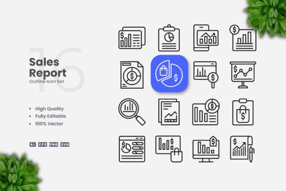 Sales Report Outline Icons: A Versatile Visual Resource for Clear Communication