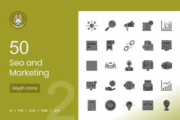 SEO Marketing Glyph Icons