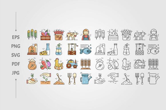 Set of Agriculture Displays Various Icon for Modern Design