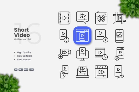 Short Video Outline Icons: A Practical Design Resource for Modern Content Creation