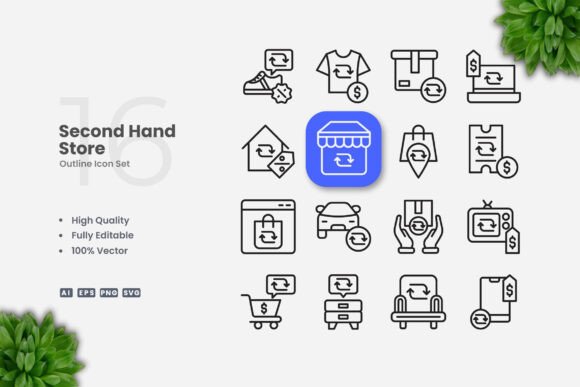 The Versatility of Second Hand Store Outline Icons in Modern Design