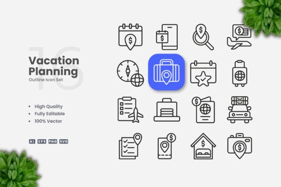 Vacation Planning Outline Icons